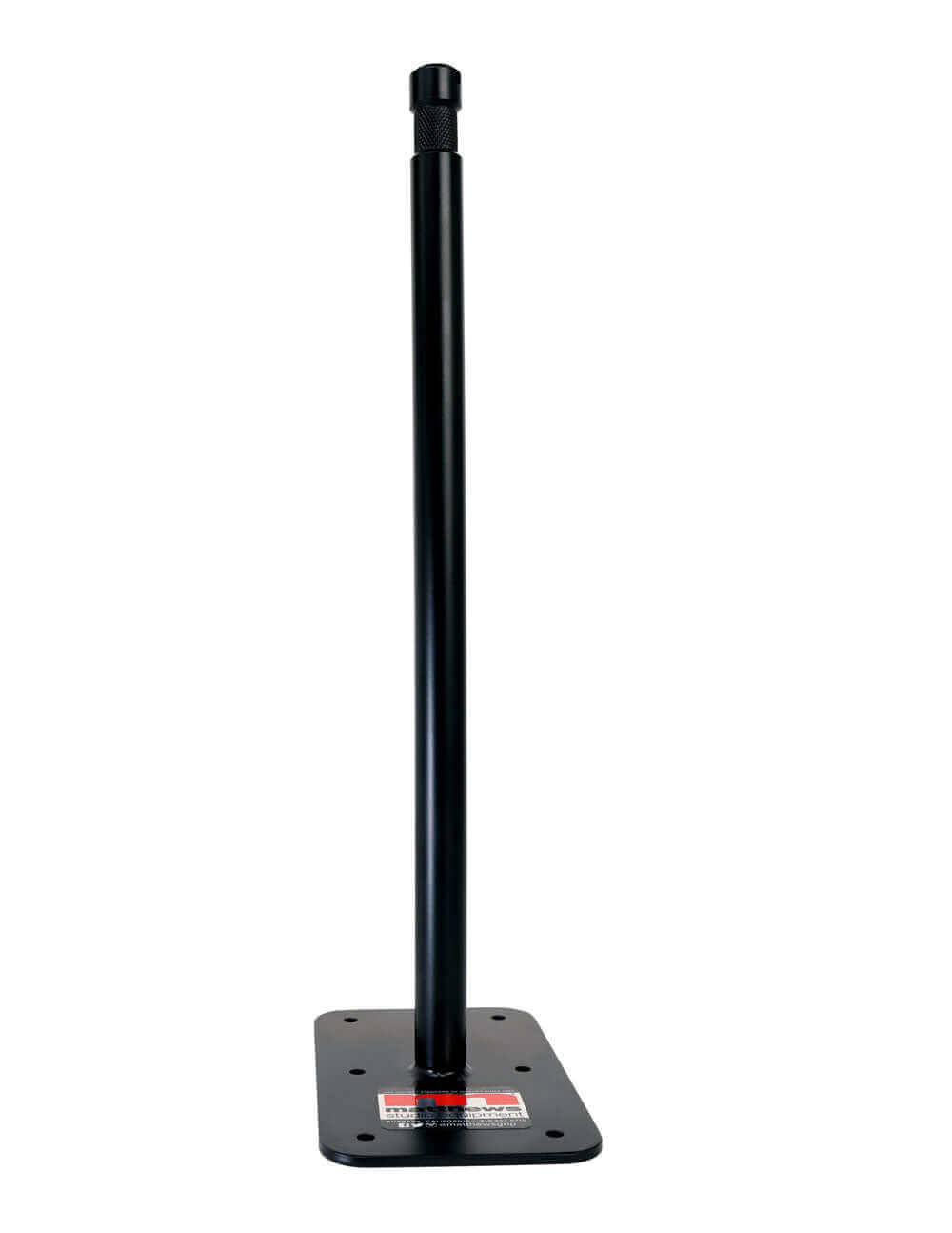 12" Black Hyper-Chrome Baby Plate Masterpack on a black metal stand.