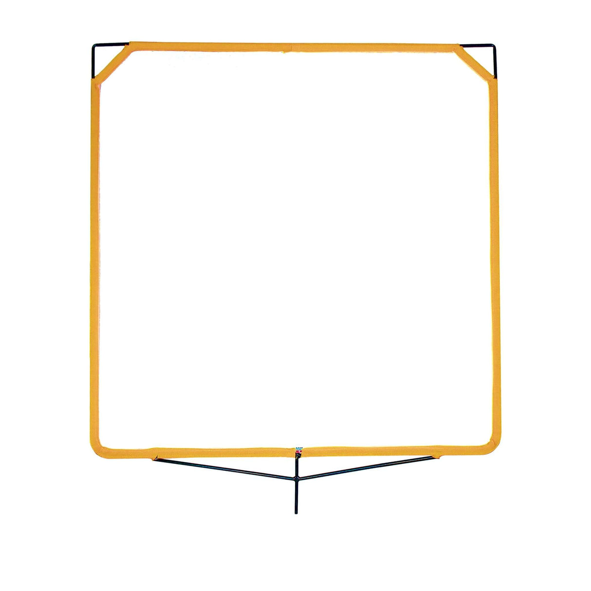 48" x 48" Artificial Silk White Frame with yellow border and solid mounting structure for photography use.