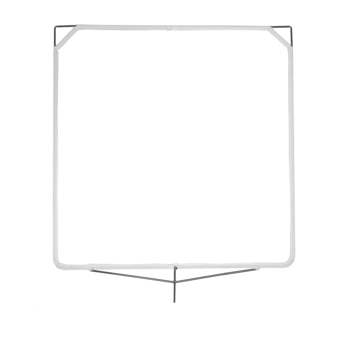 48" x 48" China Silk White frame, made of durable stainless steel, ideal for photography and videography applications.