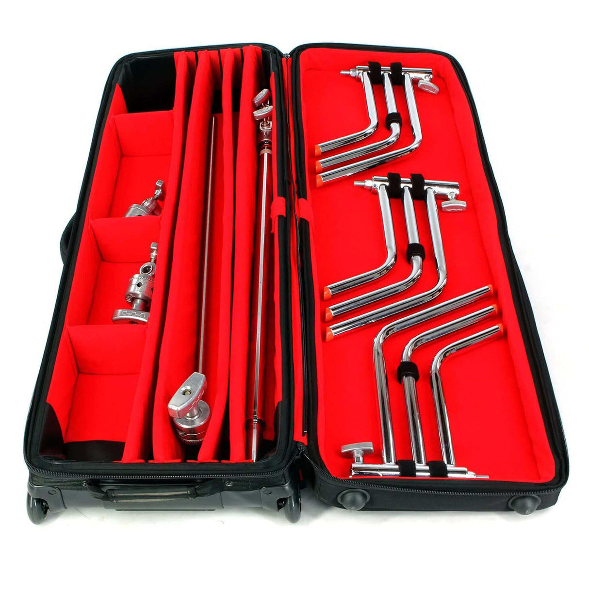 C-Stand Rolling KitBag with organized compartments for C-Stand parts and accessories