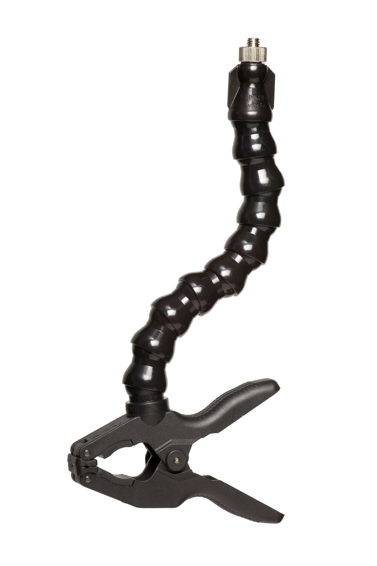 FlexiMount™ quick-clamping microphone mount with strong base and flexible 11" arm for optimal audio positioning.