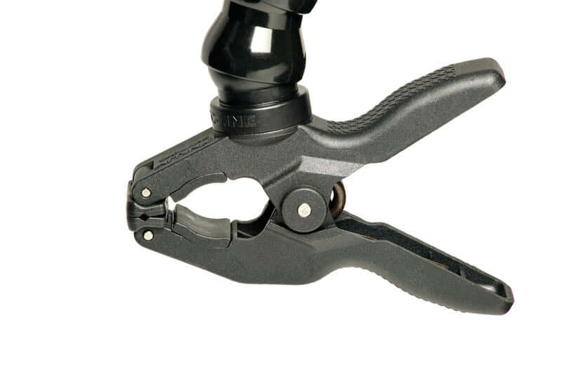 Close-up of the ActionPod® clamp, showcasing its secure grip for easy mounting of cameras.