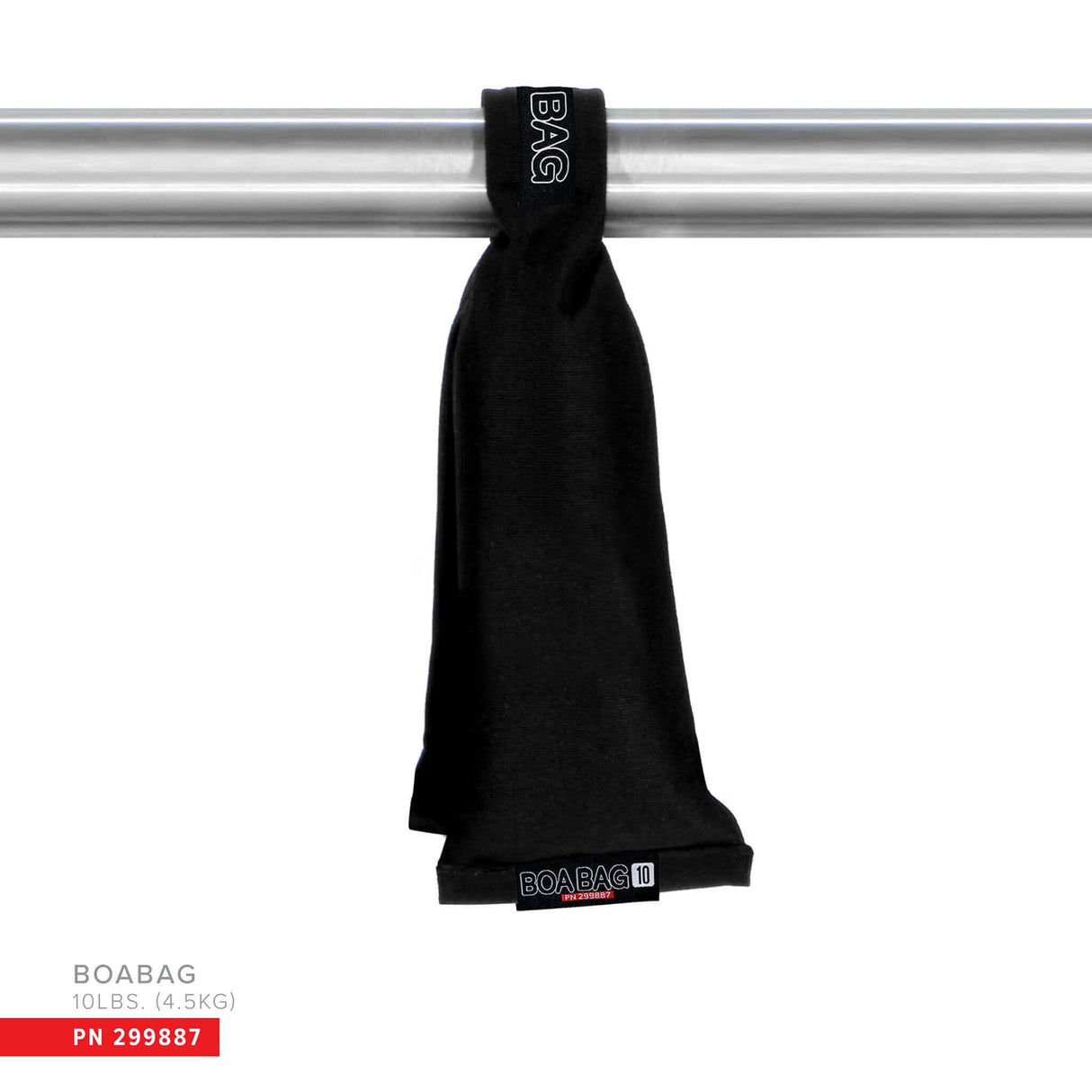 Black BOABAG weighing 10 lbs, designed for stability and support on photography equipment.