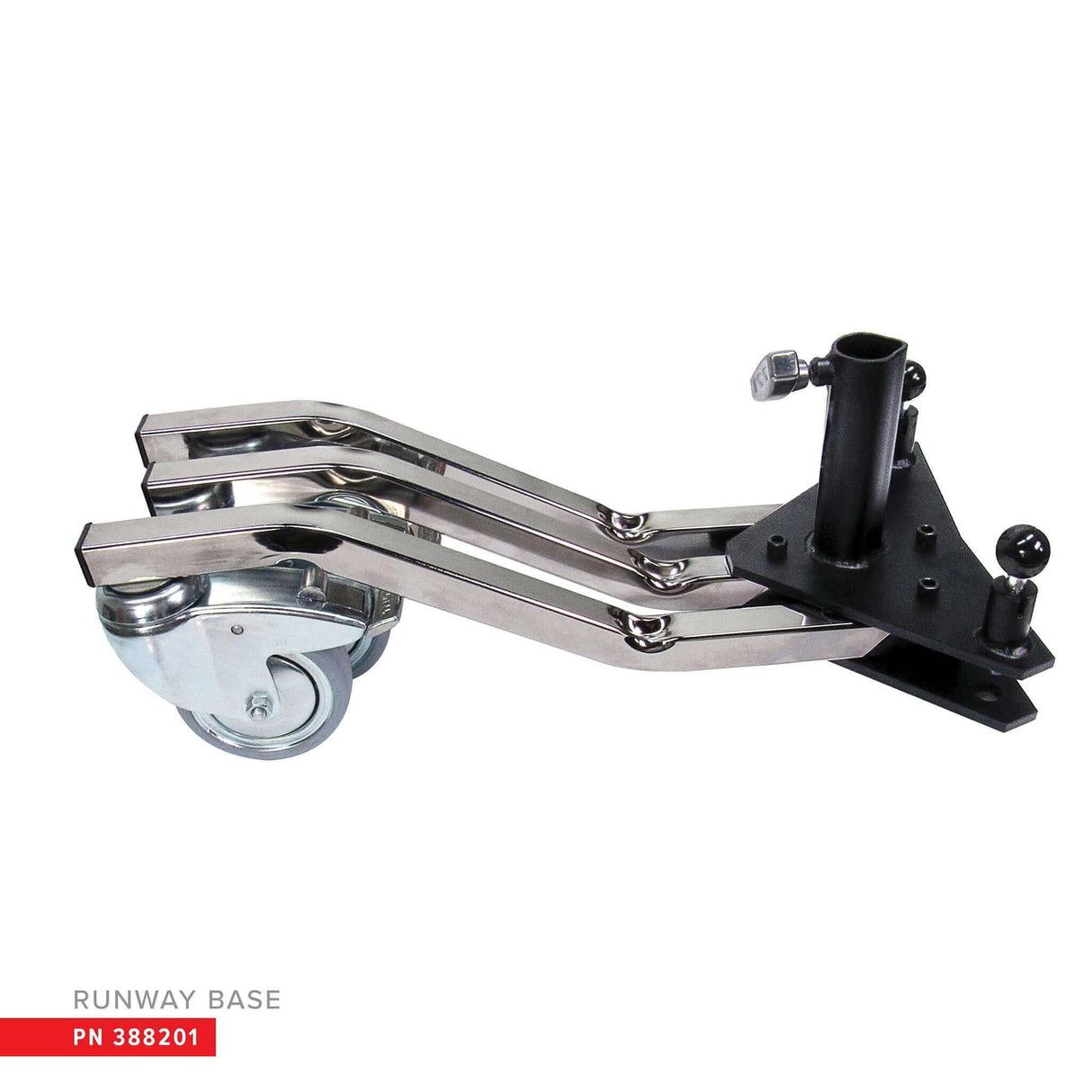 Mini Boom Rolling Kit with a metallic runway base and wheel for smooth repositioning during photo shoots.
