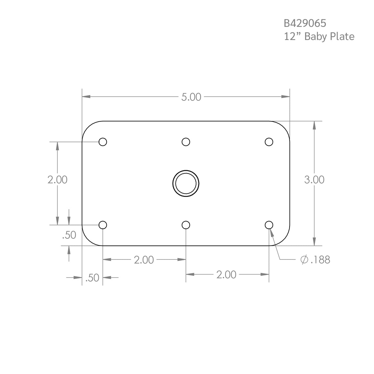 12" Black Hyper-Chrome Baby Plate Masterpack product dimensions and design specifications diagram.