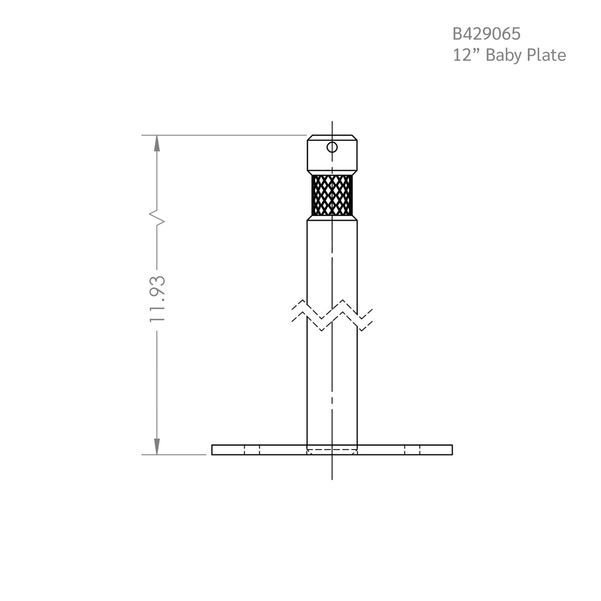 12" Black Hyper-Chrome Baby Plate Masterpack technical drawing with dimensions.