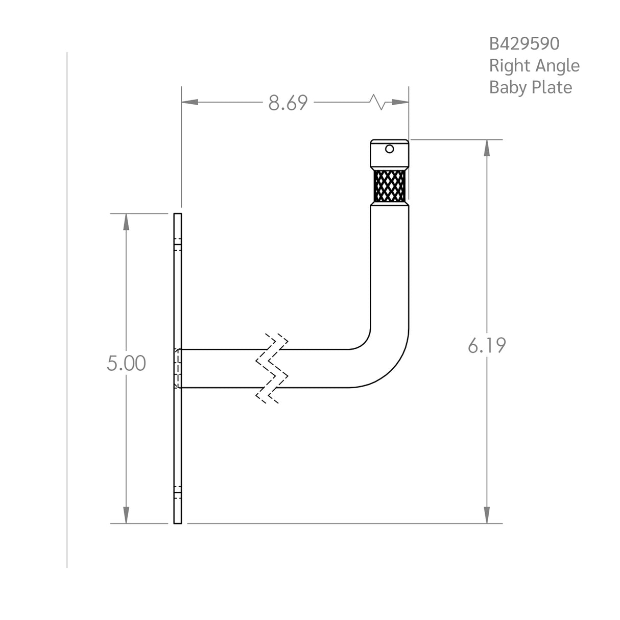 Black Hyper-Chrome Right Angle Baby Plate
