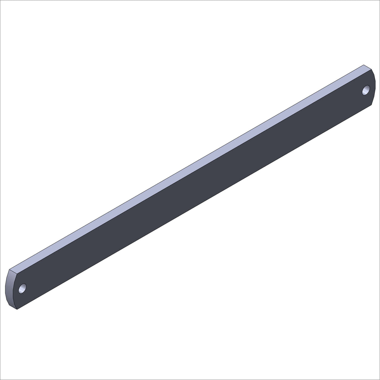 28003 BRACE, AL, 1.0 X .25, @ 11.75* metal bracket image showing top view with two holes.