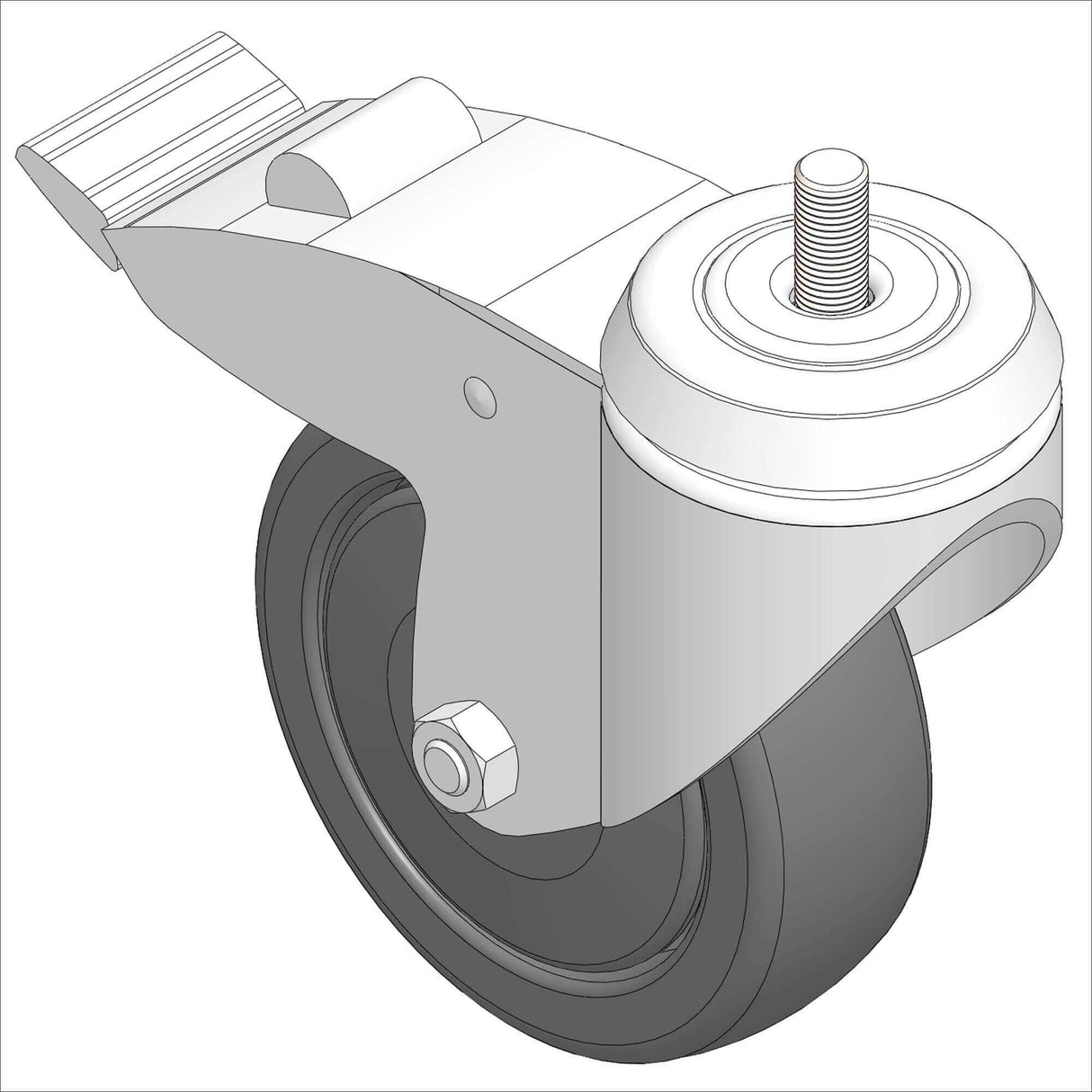 PN 6017 - CASTER 4" W/KIK BRAKE