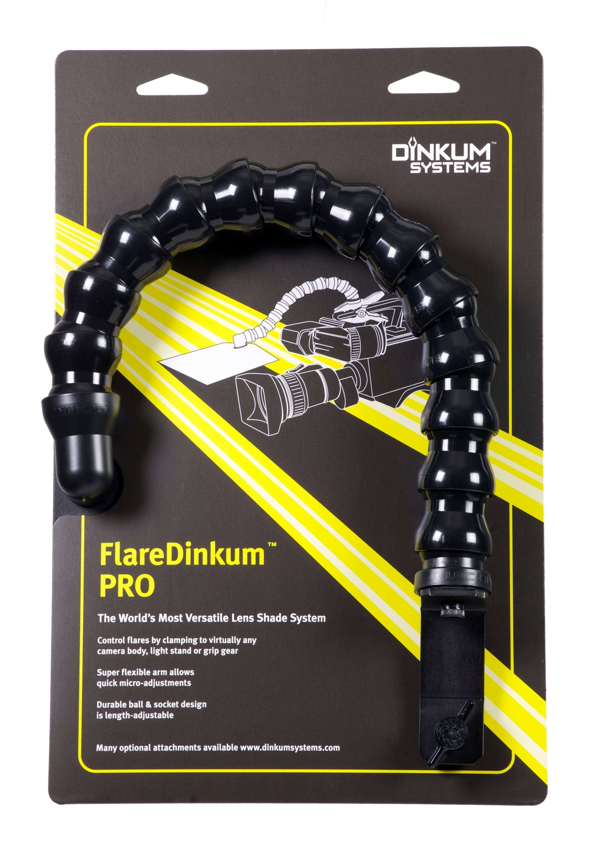 Dinkum Systems PRO FlareDinkum lens shade system for cameras, designed for flexibility and enhanced lens protection.