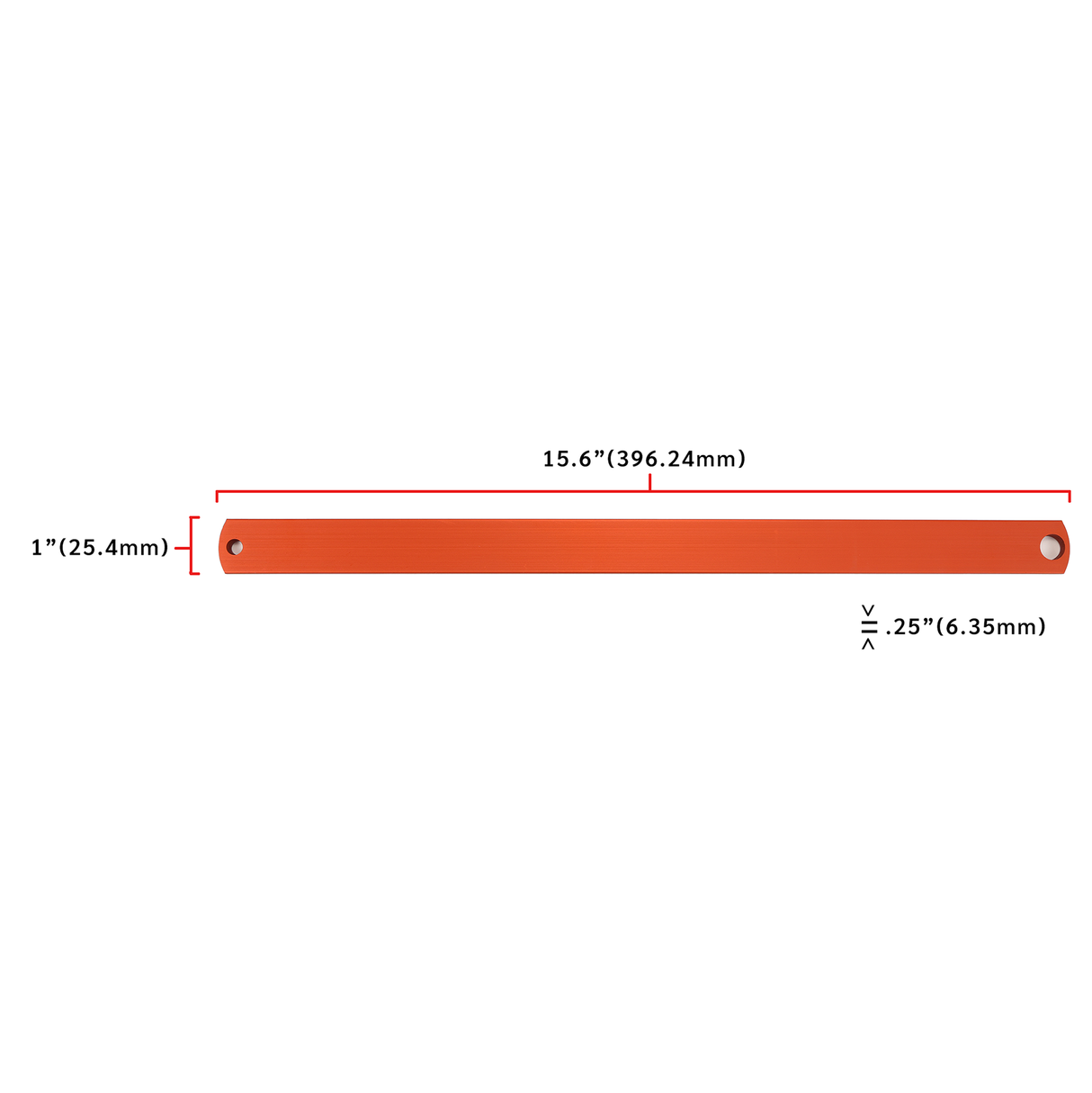 PN H28004 - BRACE, AL,1.0X.25 ORANGE ANODIZE