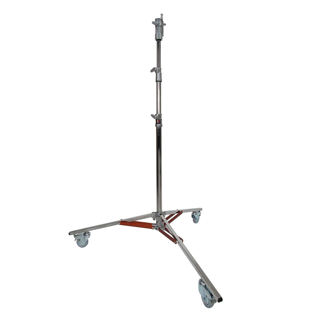 Senior Stand Double Riser Rolling for large lighting fixtures with steel legs and riser assemblies, stable base, and Posi-V-Lock Junior Receiver.