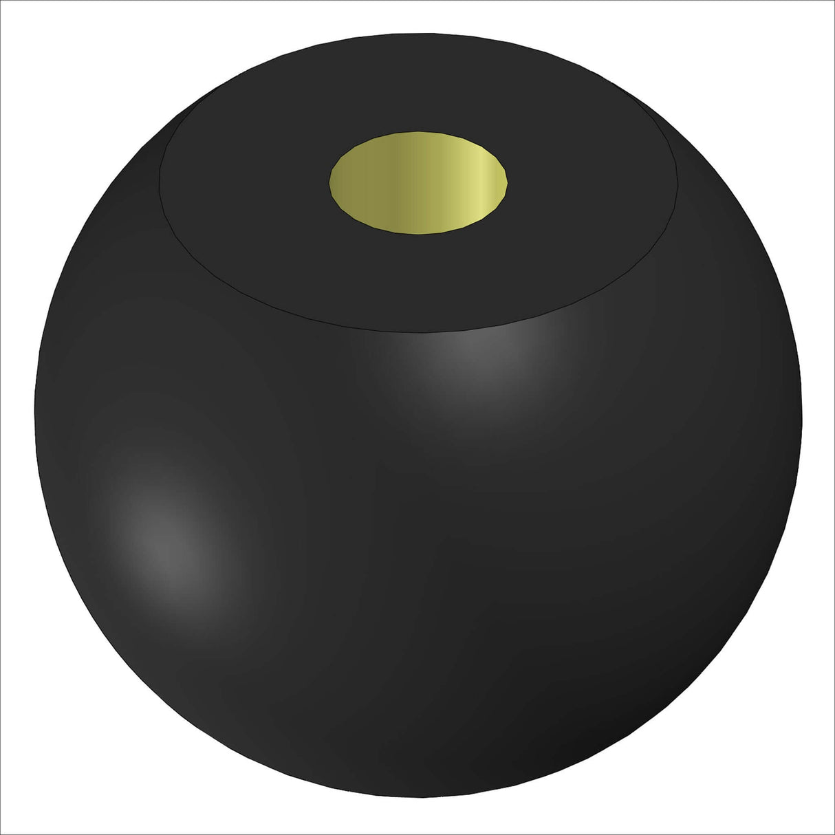 22011/100 KNOB, BLK, 1.D, 5/16-18 MCM#6046K black knob with gold center hole