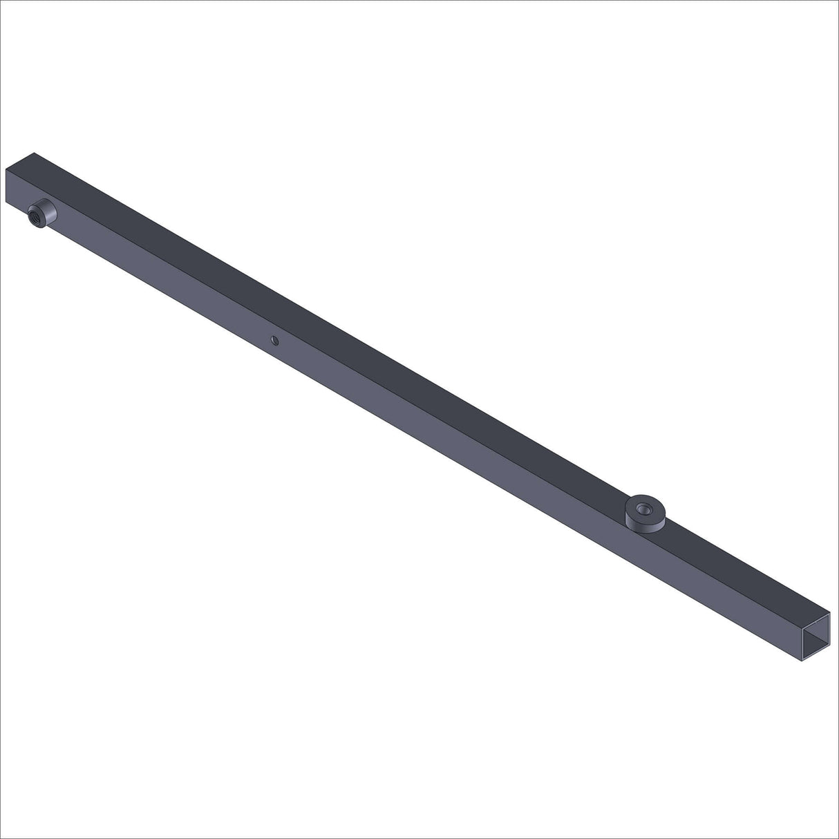16215 WMT, RMLEG, ST , 1.0 SQ, @ 28.00" - metal straight bar featuring two end fittings.