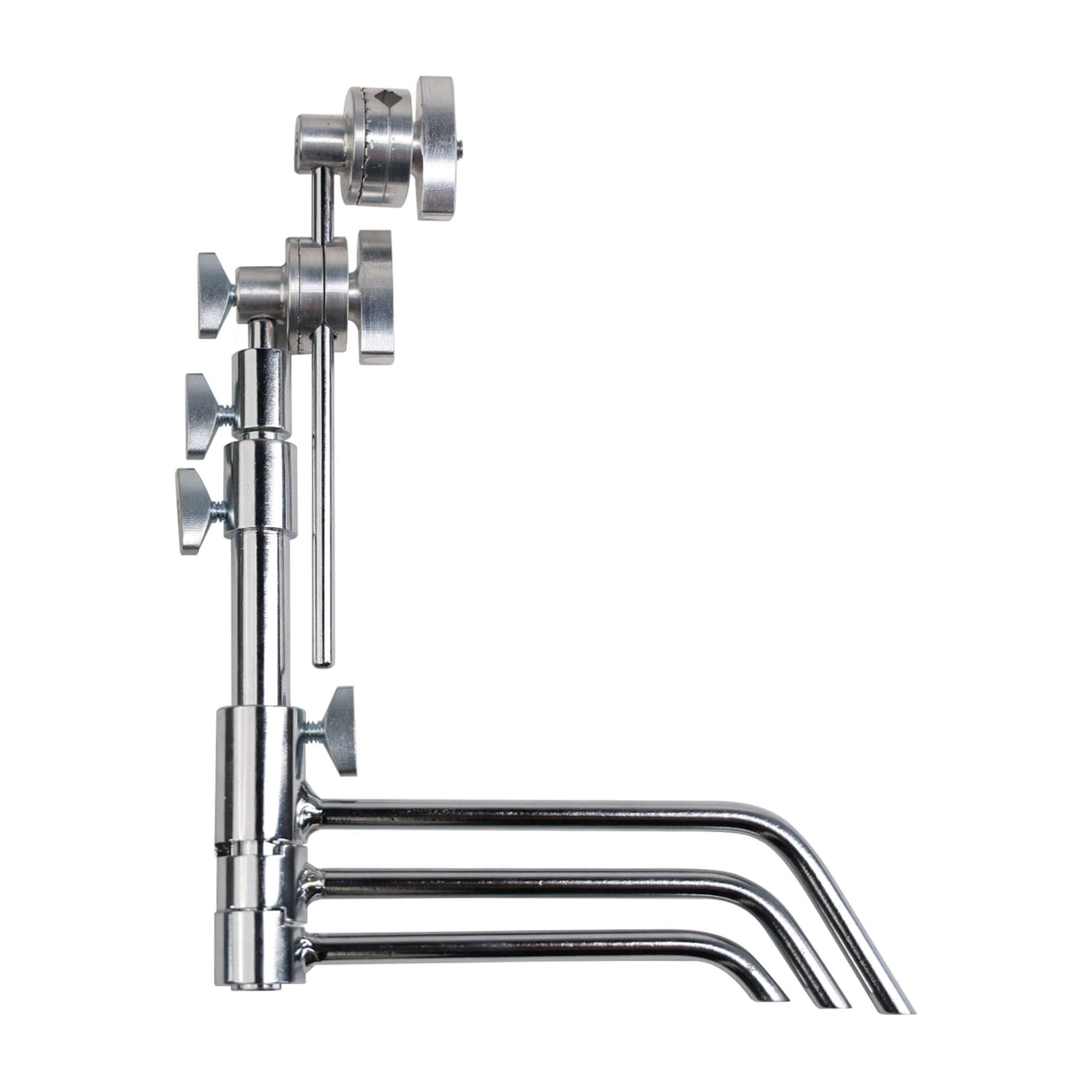 5" Pocket C-Stand with 1/4"-20 Adapter featuring height adjustment and user-friendly t-handles for versatile support.