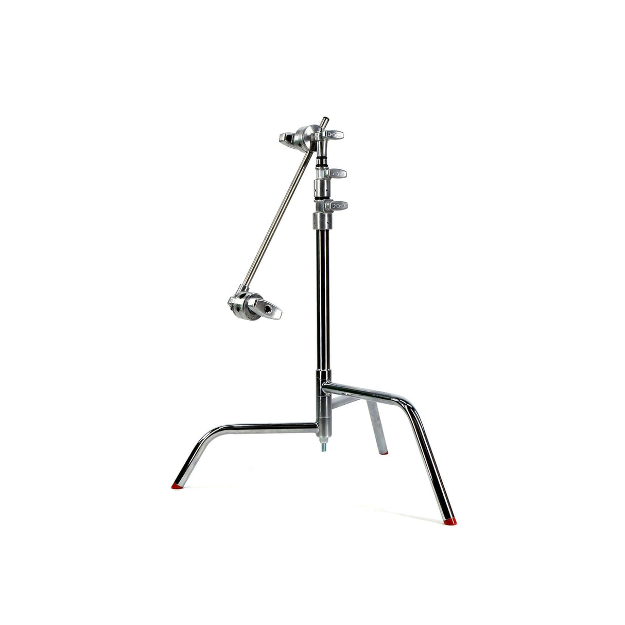 20" double riser spring-loaded folding C-Stand with grip head and arm in chrome by Matthews Studio Equipment