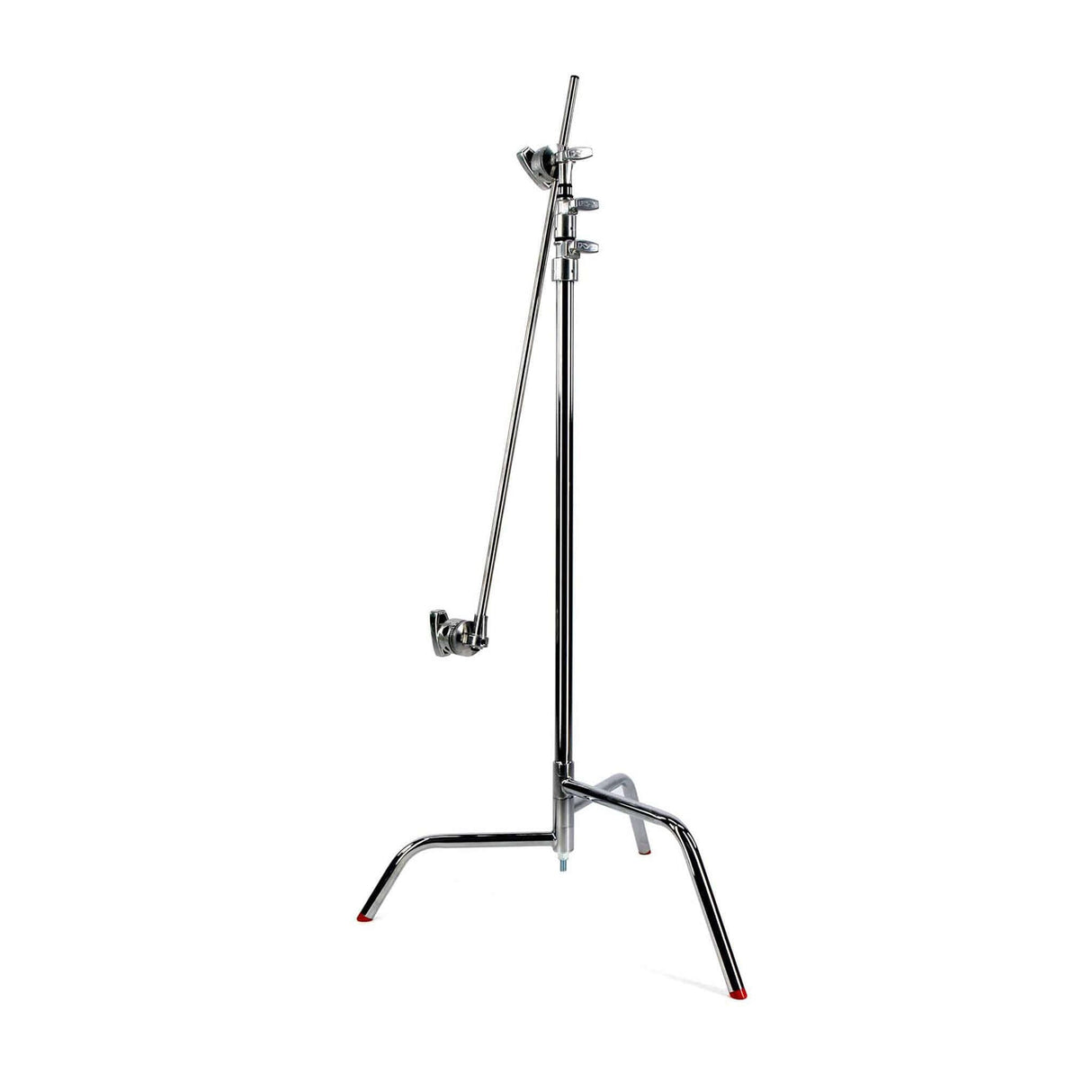 40" Double Riser Spring Loaded Folding C-Stand with Grip Head and Arm in Chrome Finish