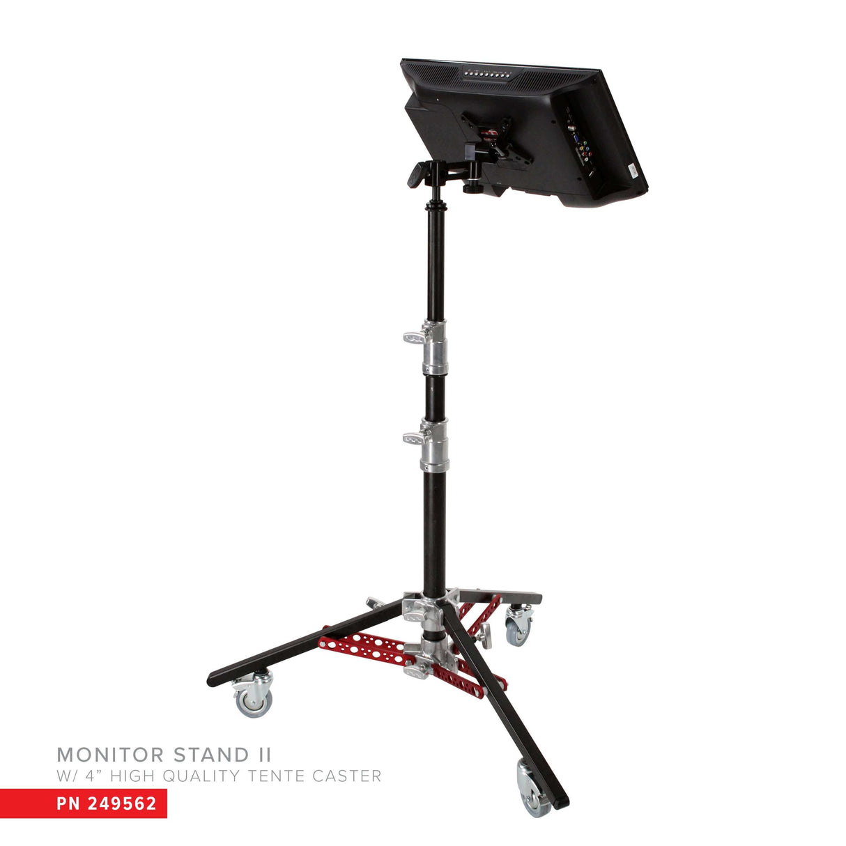 Monitor Stand II with 4" casters, designed for mobility and stability. Ideal for various monitor sizes.