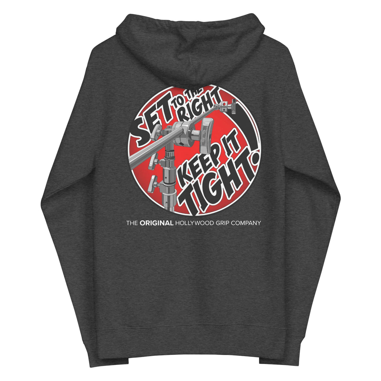 MSE Grip Head Zip Hoodie featuring bold graphics: 'SET to the right' and 'Keep it Tight' on a dark background.