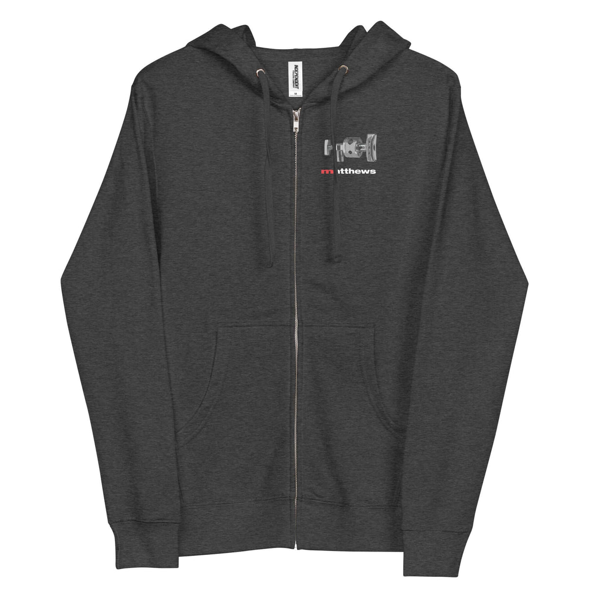MSE Grip Head Zip Hoodie in dark grey featuring bold grip head design, ideal for film professionals.