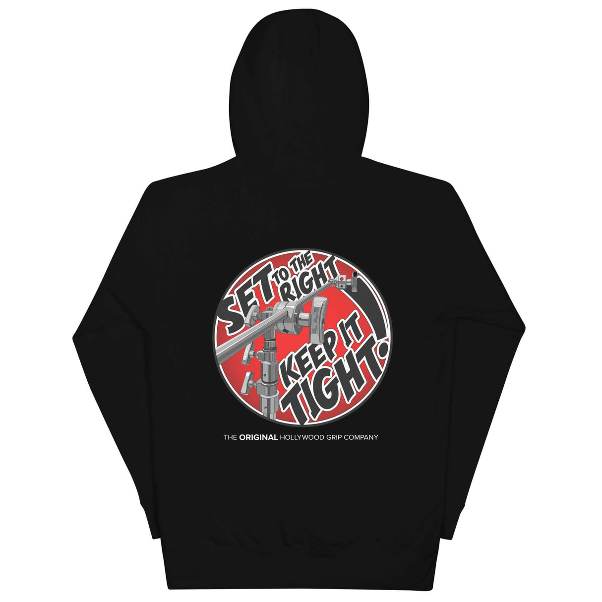 Back view of Matthews Grip Head Hoodie with 'SET to the RIGHT' and 'KEEP IT TIGHT' design in bold colors.