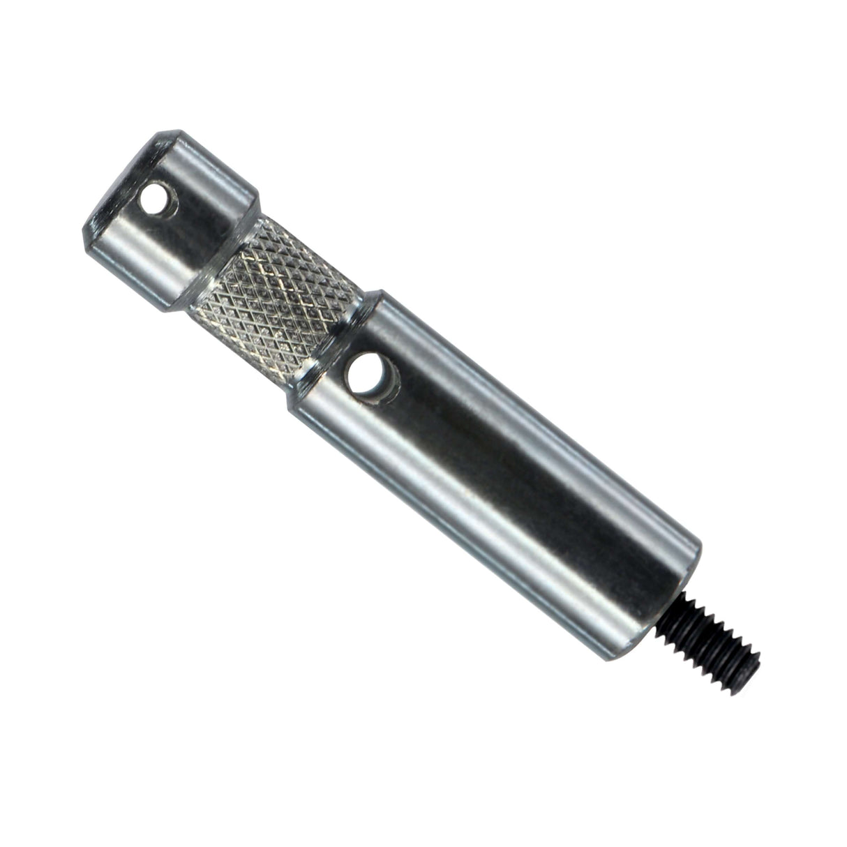 5/8" baby pin to 1/4-20 male connector image showcasing metal construction and threaded end for secure mounting.
