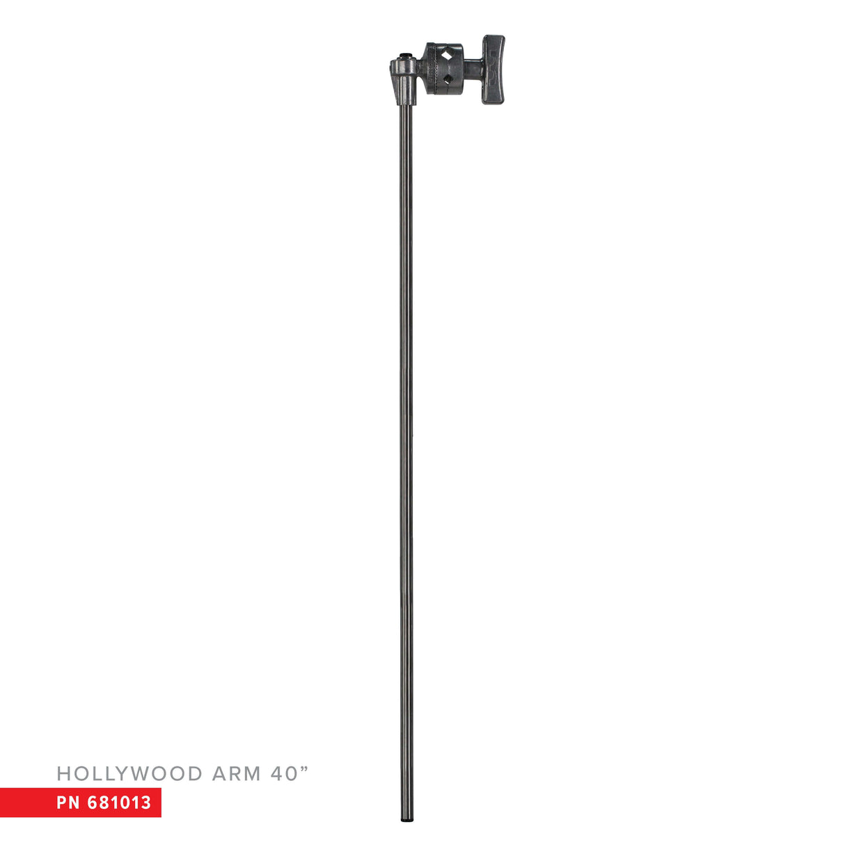 Stainless Steel Hollywood Arm 40" with Grip Head Attached, PN 681013, for Fast and Efficient Positioning in Black Finish