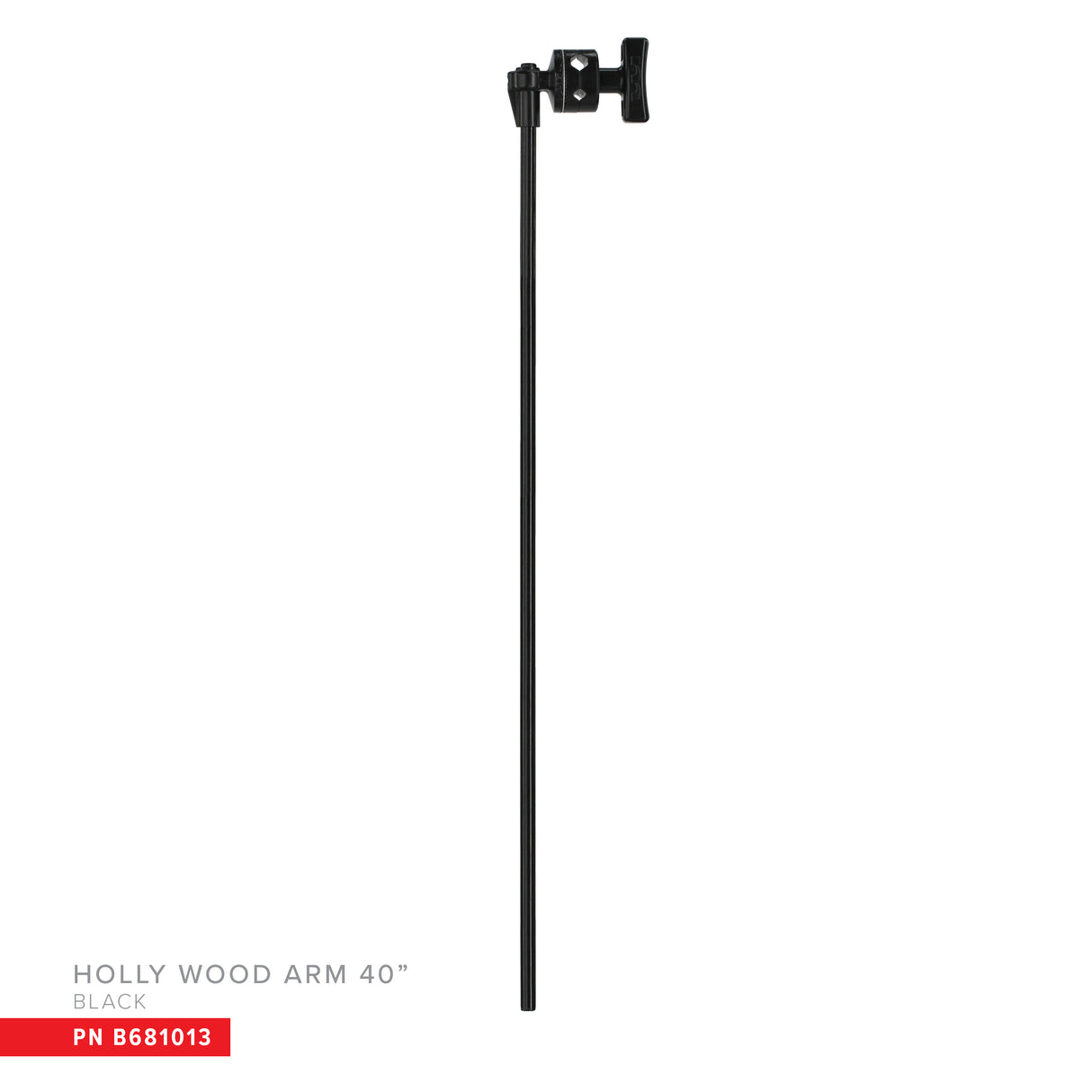 Matthews Hollywood Arm 40" in black finish with grip heads for positioning and ergonomic T-handles, part number B681013