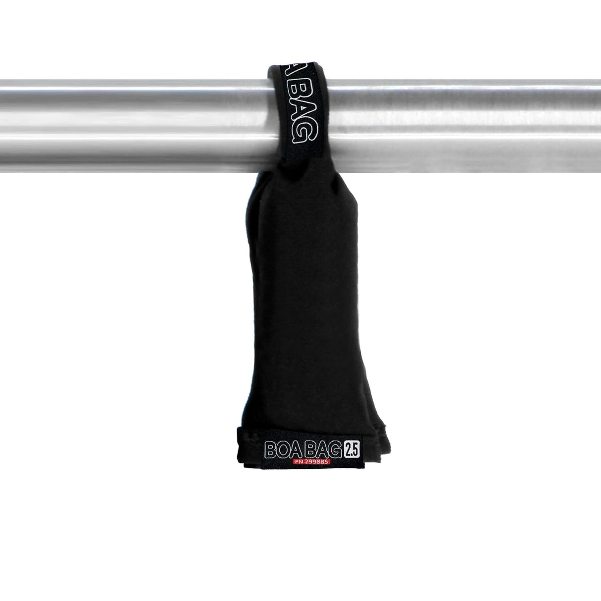 BOA BAG 2.5lbs steel shot bag securely wrapped around a metal pole for grip support and stabilization.