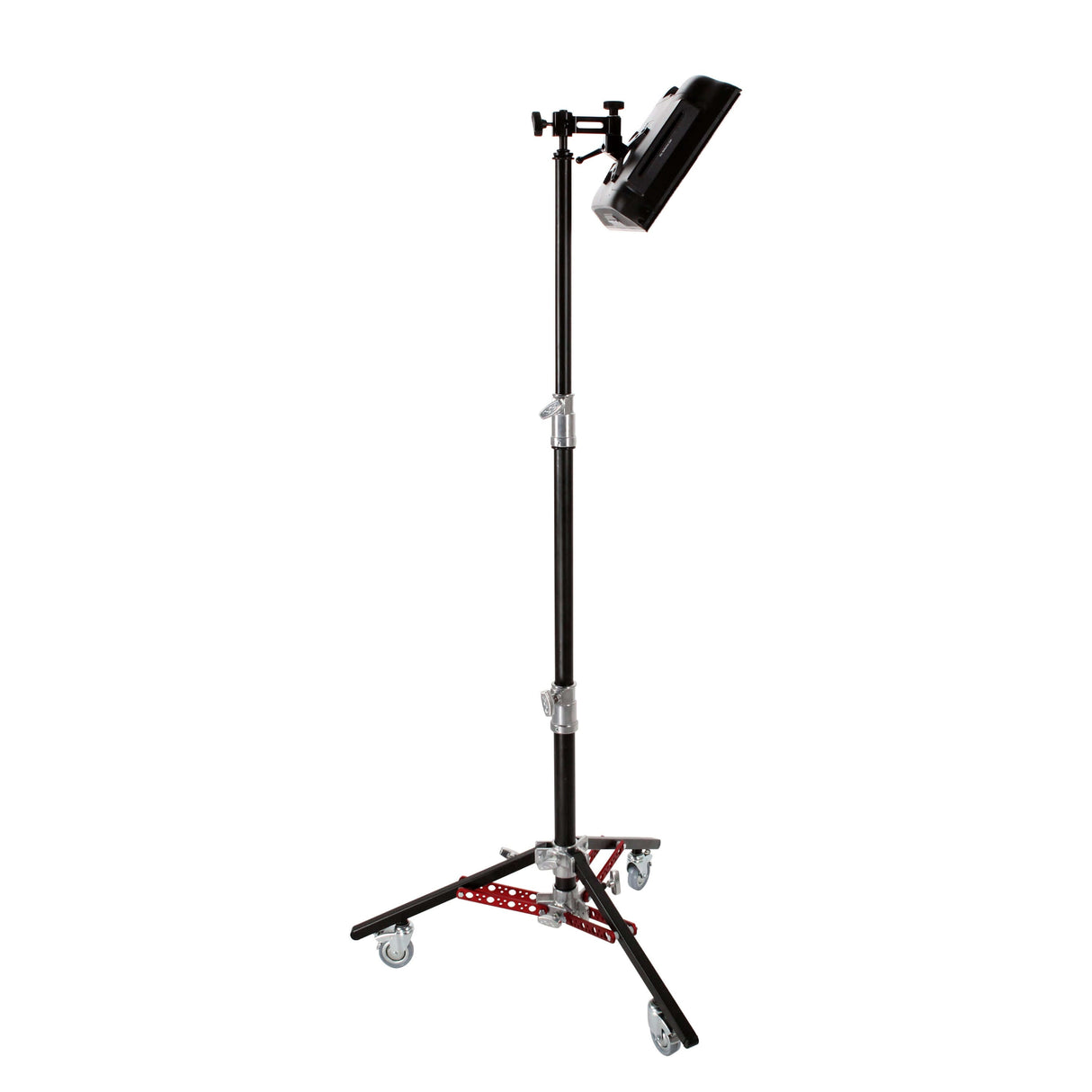 Monitor Stand II with 4-inch casters, ideal for secure monitor mounting on set, featuring durable construction and mobility.