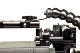 Close-up of a fixed base mount attached to a camera handle, showcasing its compatibility with filming accessories.