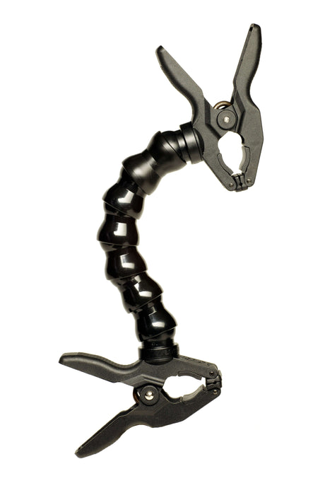 Dinkum Systems 1" clamping top with flexible arm and spring clamps for versatile camera mount attachment.