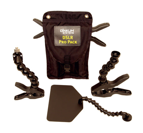 DSLR ProPack by Dinkum Systems with lens shade and clamps, perfect for enhancing camera setups.