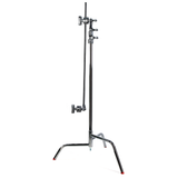40" Double Riser Spring Loaded Folding C-Stand w/Grip Head & Arm Chrome