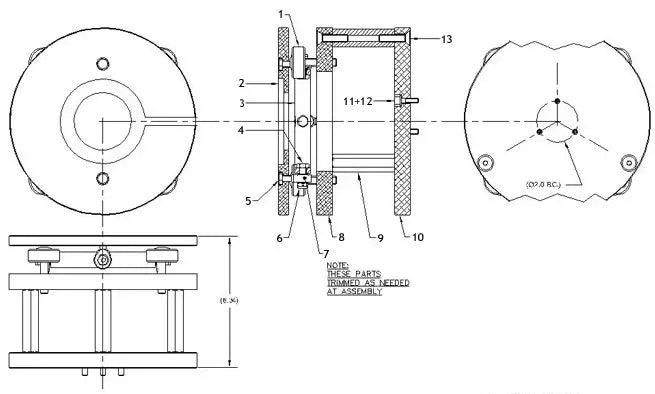 Technical diagram of mechanical component assembly with labeled parts and dimensions for engineering reference.