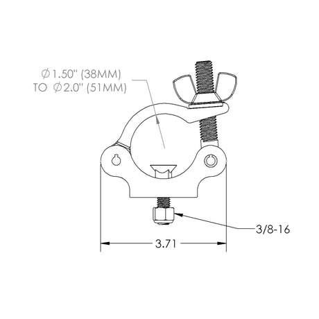 Aluminum Grid Clamps technical drawing with dimensions and features for production equipment.