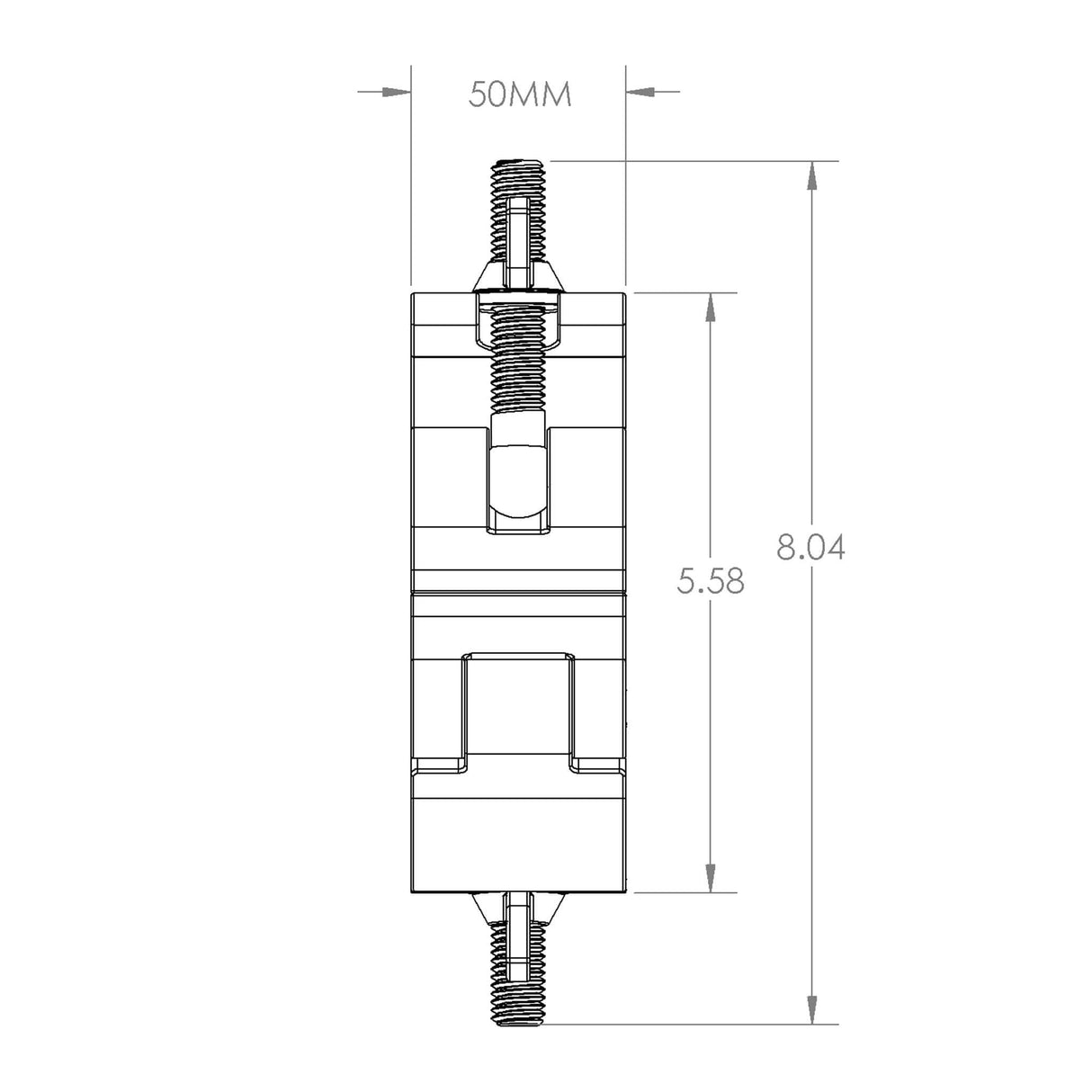 Aluminum Grid Clamps technical drawing showing dimensions for production and installation.