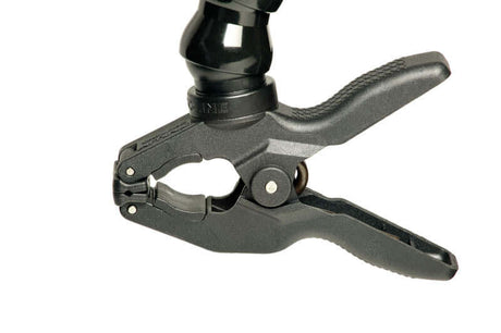 Close-up of the ActionPod® clamp, showcasing its secure grip for easy mounting of cameras.