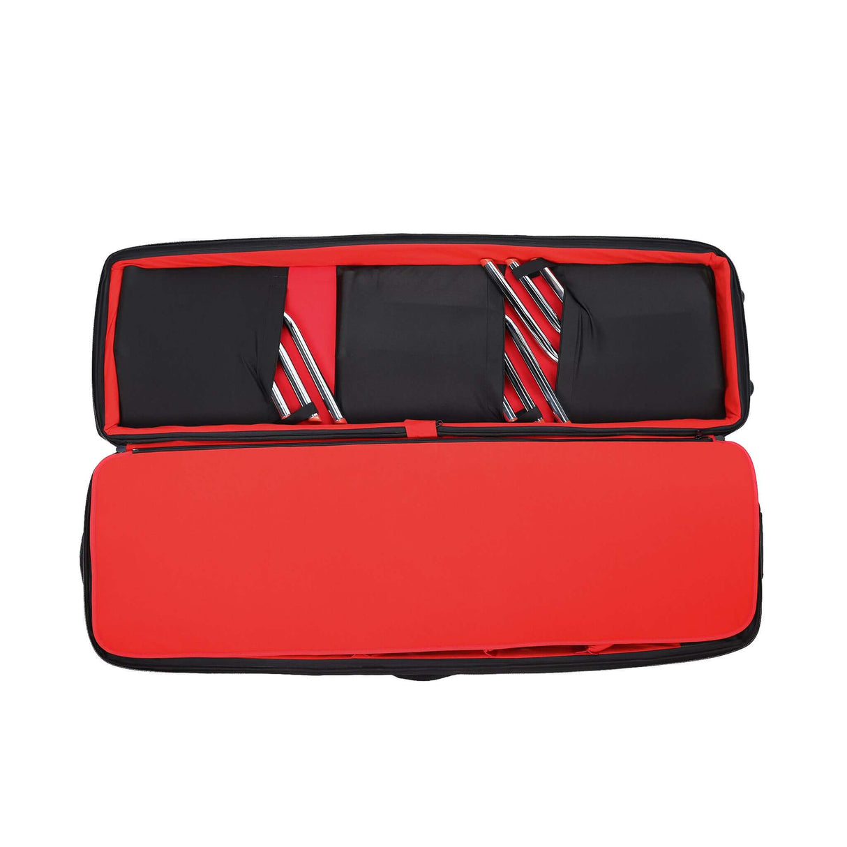 Rolling C+Stand Kit Bag Greyscale Camo Edition, showing interior design with ties secured in place.