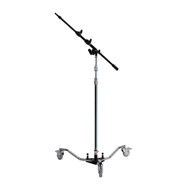 Mini Boom Rolling Kit with adjustable arm and casters for easy repositioning during photo shoots.