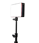 Adjustable LED panel light on a stand, ideal for photography and videography lighting solutions.