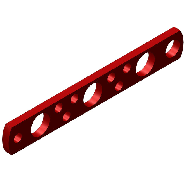 20032-04 AL, FLT.75X.20@5.5 MINI red metal component with holes.