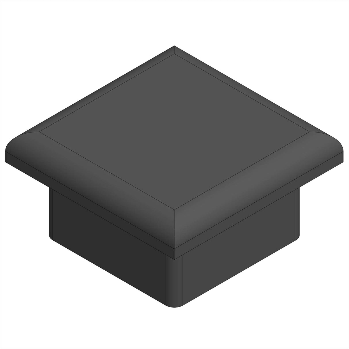 388200-8 CAP: BLK: FITS: 1.0SQ: #11, black square cap for 1.0 square posts.
