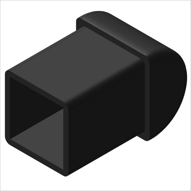 3021 .87 SQ BLK LEG FOOT - Black square leg foot component for furniture and fixtures.