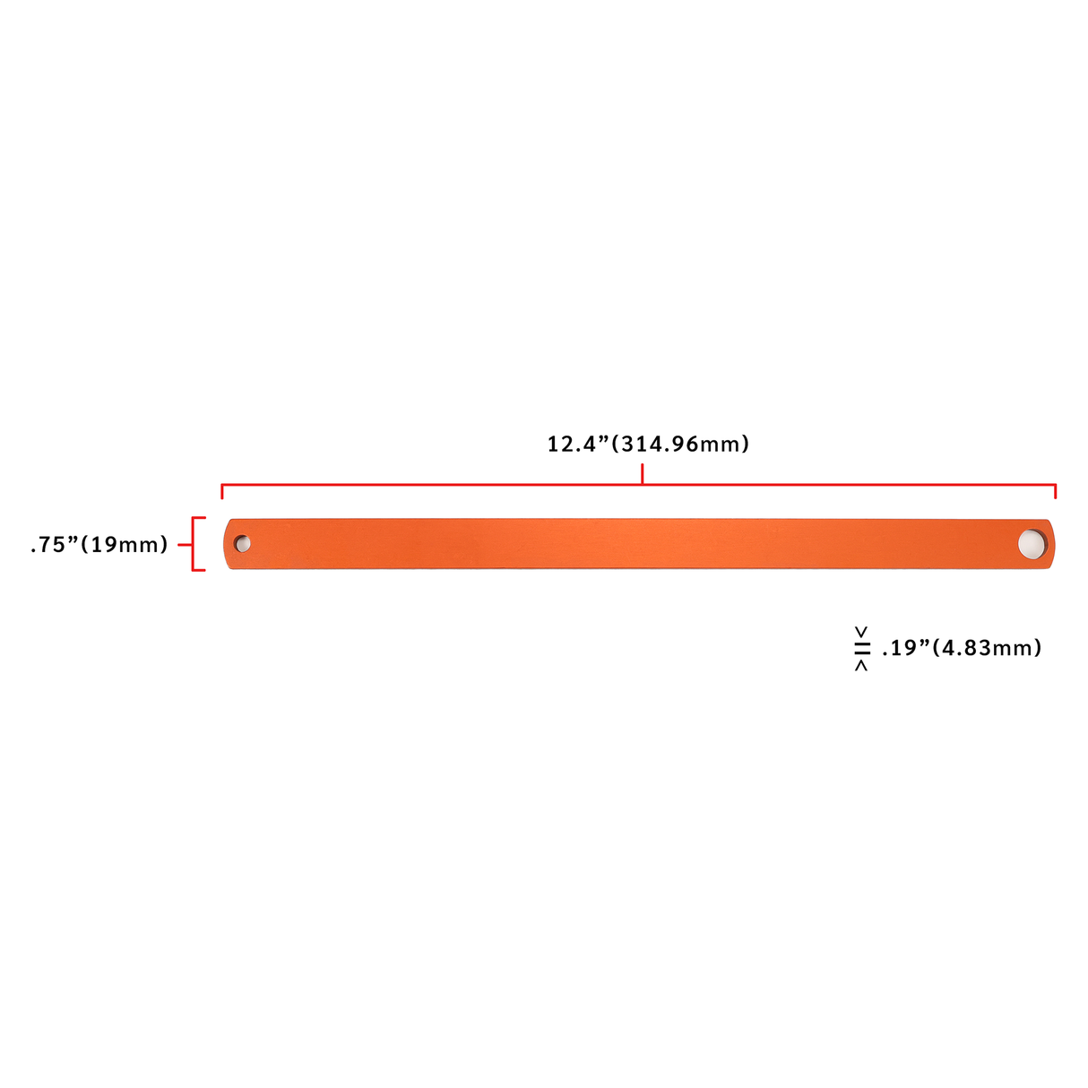 PN H29017 - BRACE, AL, .75X.19, @12.4" ORANGE ANODIZE