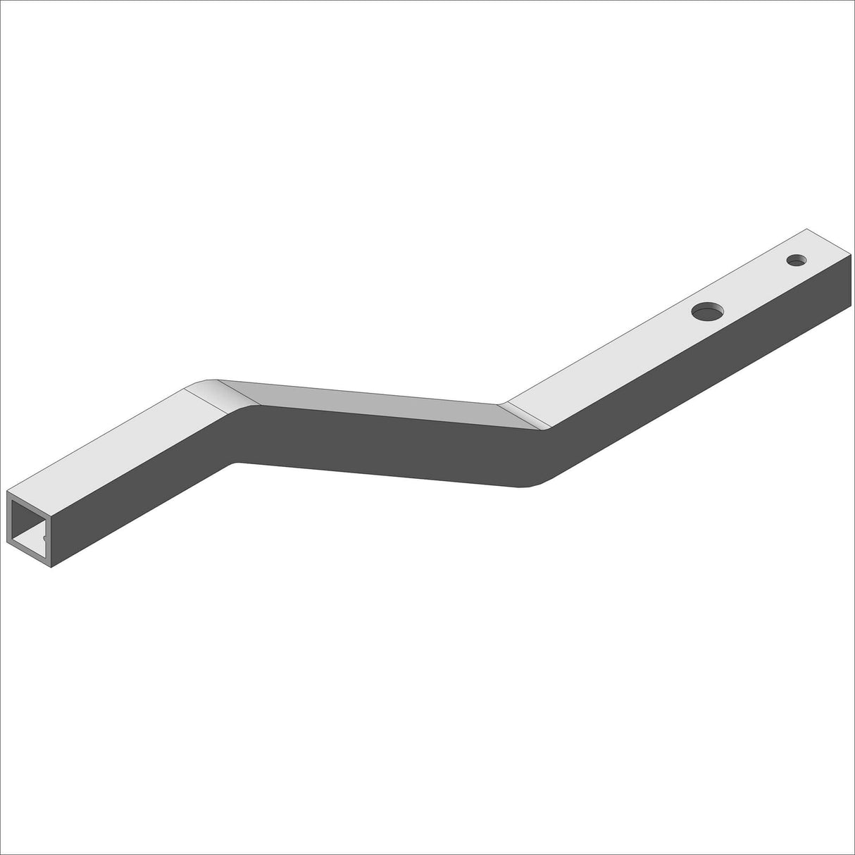 16013-01 TB, ST, 1.0SQ, #11, @ 19.25" END metal component with angled design
