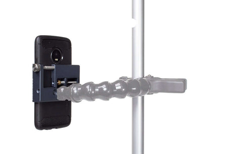 Phone Grip for Dinkum securely holding a smartphone with flexible arm, ideal for field viewing and stability.