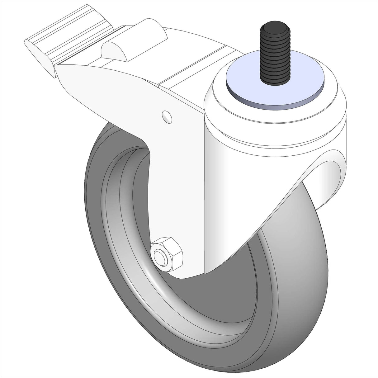 6007 CASTER, 5", W/KIK, 2" CS BTN HD