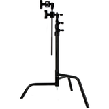 20" Double Riser Spring Loaded Folding C-Stand w/Grip Head & Arm Black
