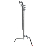 40" Double Riser Spring Loaded Folding C-Stand w/Grip Head & Arm Chrome